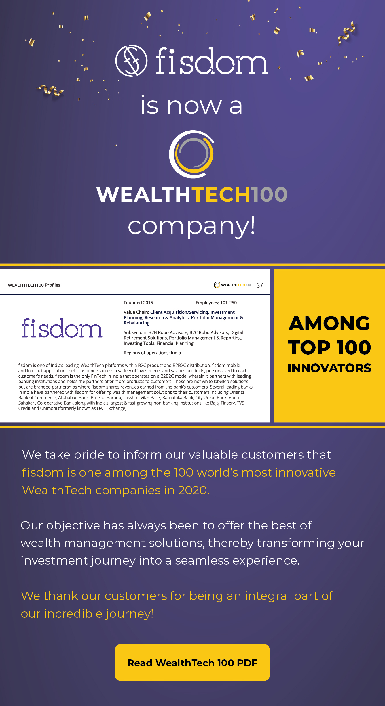 Fisdom is now a wealthtech100 company